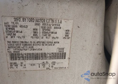 2002 Ford F-250 Lariat/Xl/Xlt z USA, uszkodzony, nr VIN 1FTNW20F12JB66554